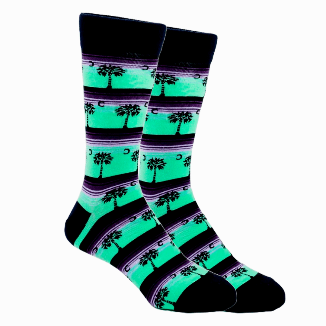 Palm Tree Socks from the Sock Panda (Adult Large - Men's Shoe Sizes 8-12), PalmTreeGreenMd