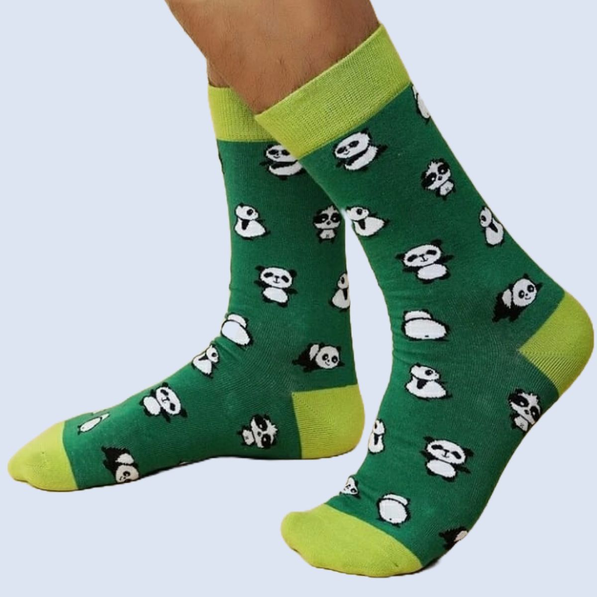 Panda Bear Pattern Socks from the Sock Panda (Adult Large - Men's Shoe Sizes 8-12), GreenPandaLg