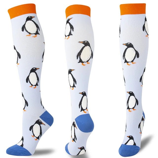 Penguin Pattern Knee High - (Compression Socks), PenguinCompSM
