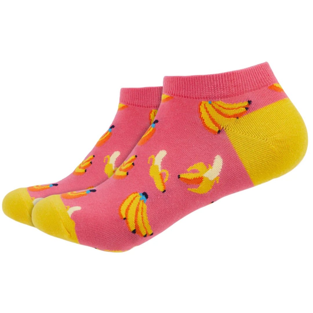Pink Banana Ankle Socks from the Sock Panda (Adult Medium - Women's Shoe Sizes 5-10), PinkBananaCh