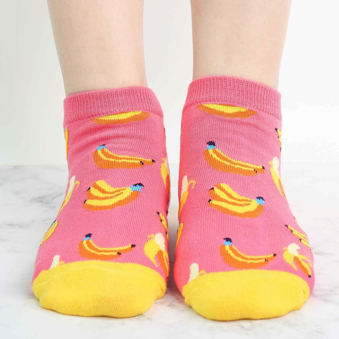 Pink Banana Ankle Socks from the Sock Panda (Adult Medium - Women's Shoe Sizes 5-10), PinkBananaCh