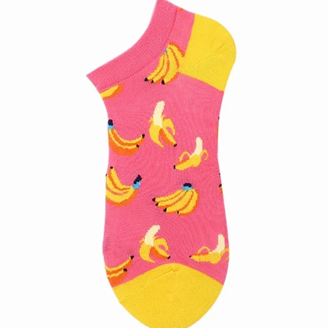 Pink Banana Ankle Socks from the Sock Panda (Adult Medium - Women's Shoe Sizes 5 - 10)