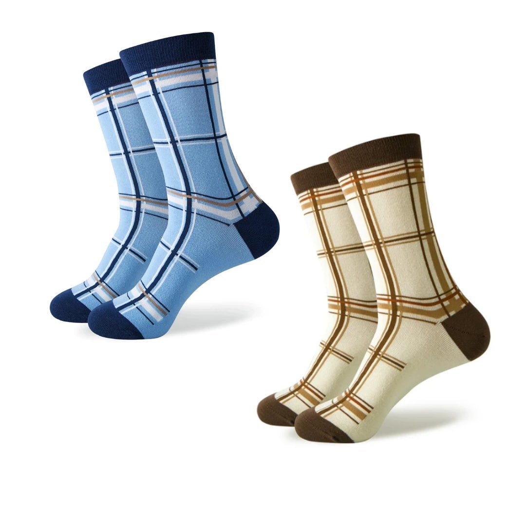 Plaid Tartan Patterned Socks from the Sock Panda (Adult Large - Men's Shoe Sizes 8-12), TartanLgBlue