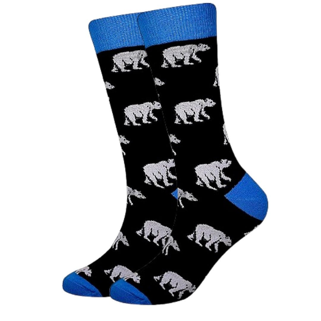 Polar Bear Pattern Socks the Sock Panda (Adult Large - Men's Shoe Sizes 8-12), PolarBearBlackLg