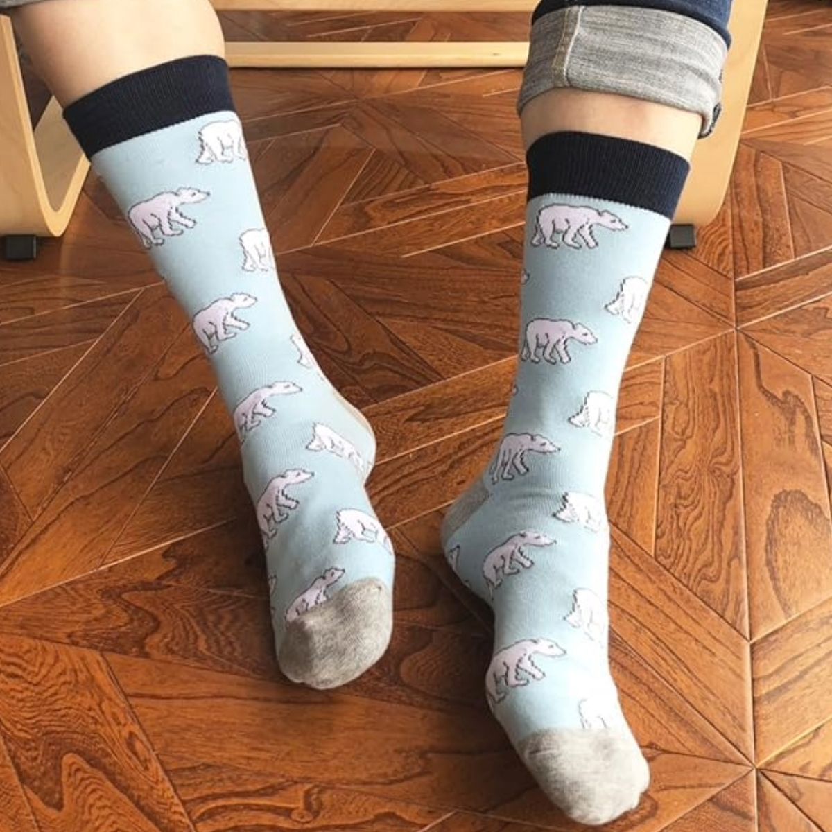 Polar Bear Pattern Socks the Sock Panda (Adult Large - Men's Shoe Sizes 8-12), PolarBearLg