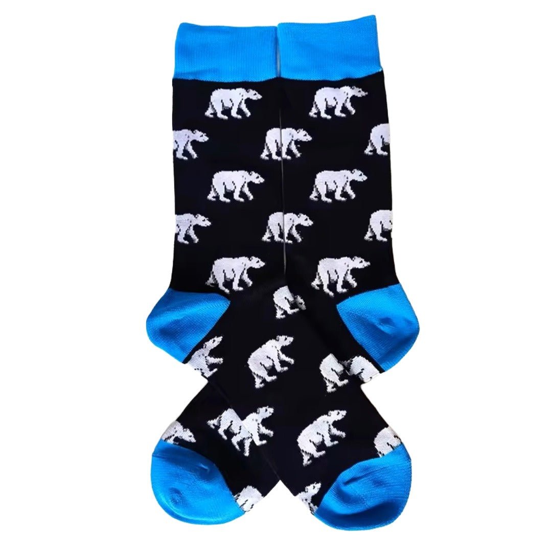 Polar Bear Pattern Socks the Sock Panda (Adult Large - Men's Shoe Sizes 8-12), PolarBearBlackLg