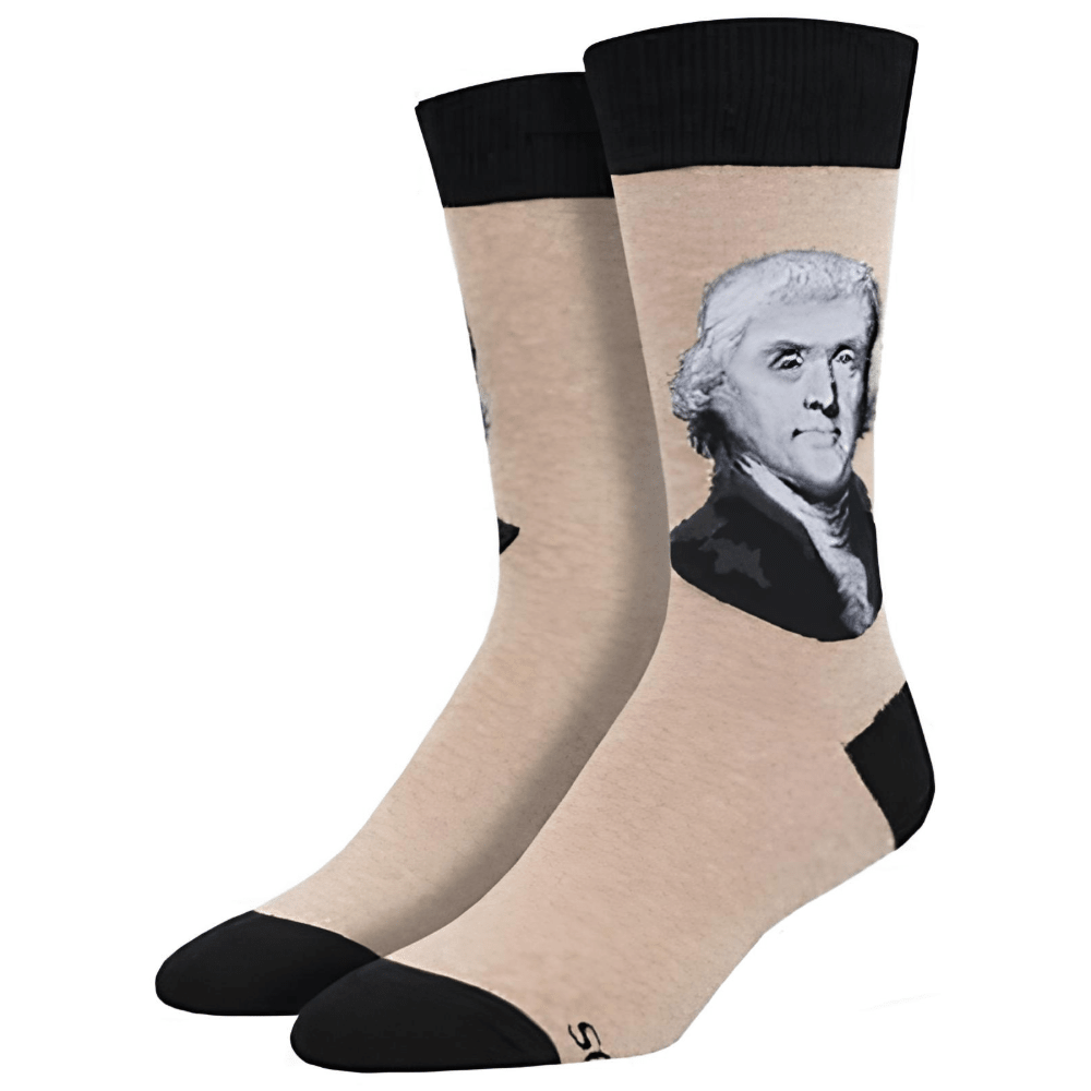 President Thomas Jefferson Crew Socks (Adult Large - Men's Shoe Sizes 8-12), JeffersonLg
