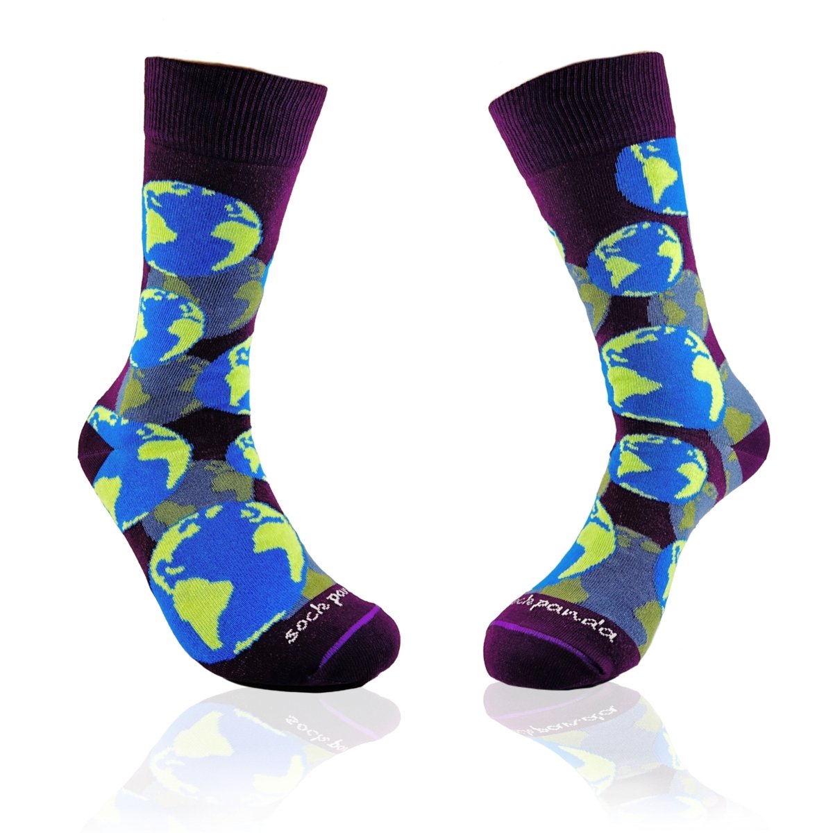 Purple Earth Pattern Socks from the Sock Panda, PurpleEarthLg