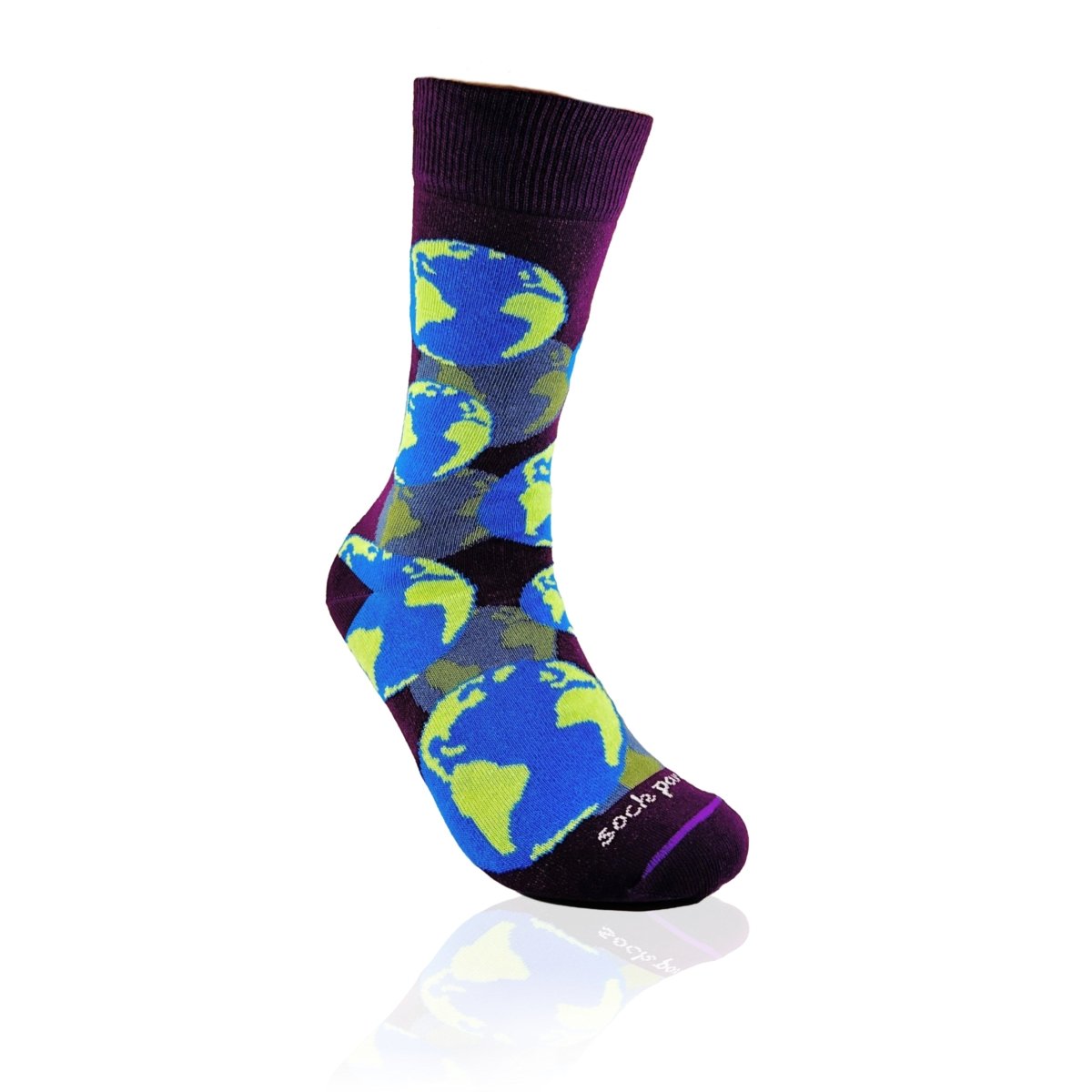 Purple Earth Pattern Socks from the Sock Panda, PurpleEarthLg
