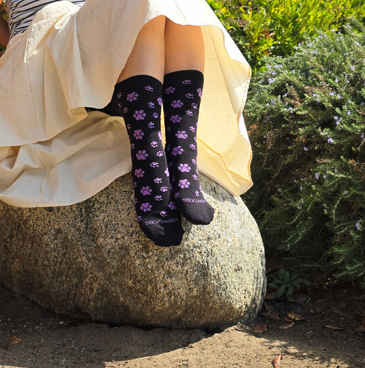 Purple Paw Print Dog Lover Socks from the Sock Panda (Adult Medium - Women's Shoe Sizes 5 - 10)