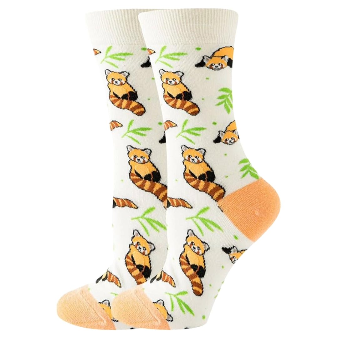 Raccoon Socks from the Sock Panda (Adult Medium - Women's Shoe Sizes 5-10), RedPAndaMd