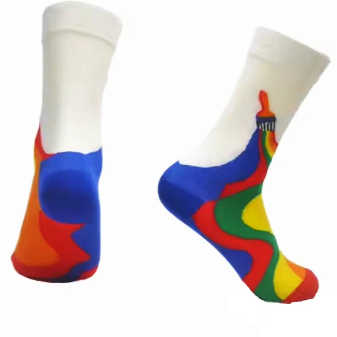 Rainbow Paint Brush Socks from the Sock Panda (Adult Medium), PaintBrushMd