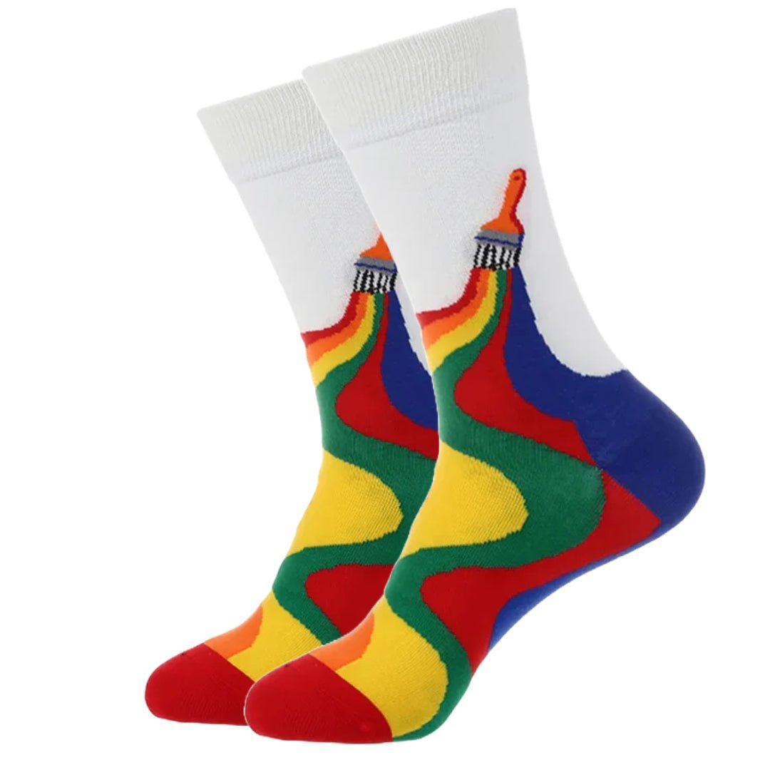 Rainbow Paint Brush Socks from the Sock Panda (Adult Medium), PaintBrushMd