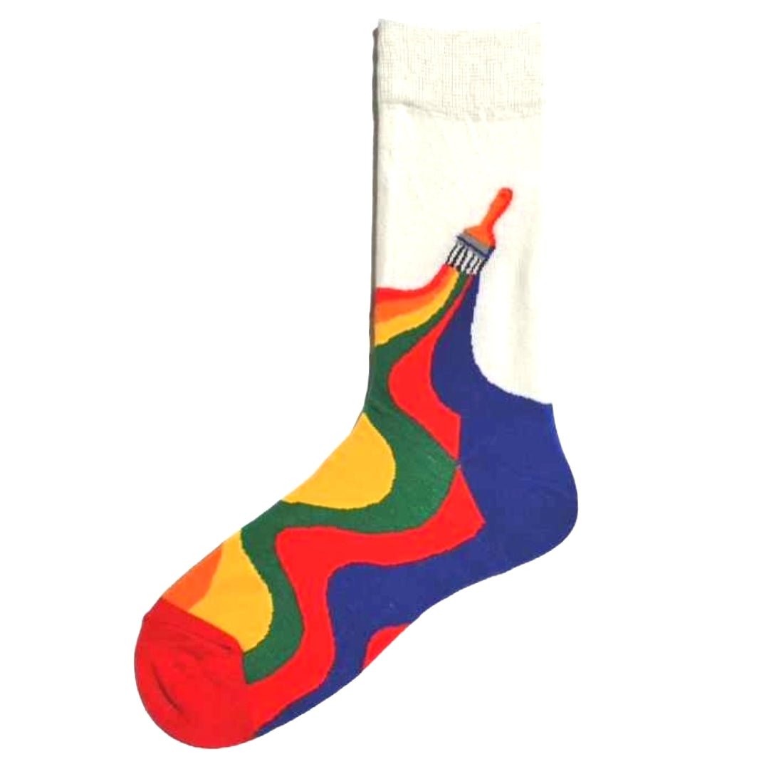 Rainbow Paint Brush Socks from the Sock Panda (Adult Medium)