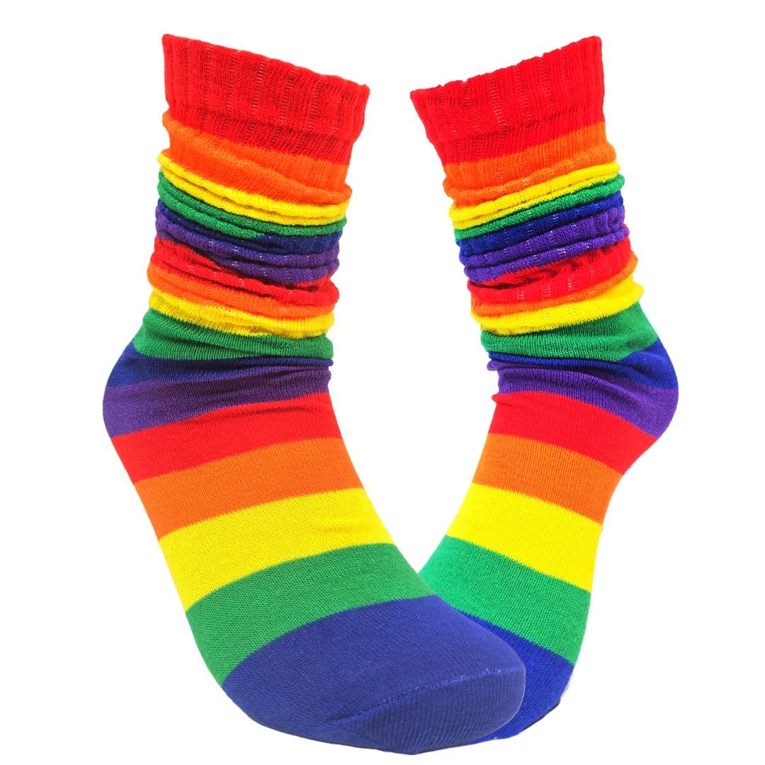 Rainbow Slouch Socks (Adult Medium) - Midweight, NormRainSlouchMd