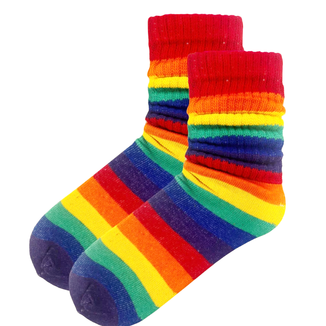 Rainbow Slouch Socks (Adult Medium) - Midweight, NormRainSlouchMd