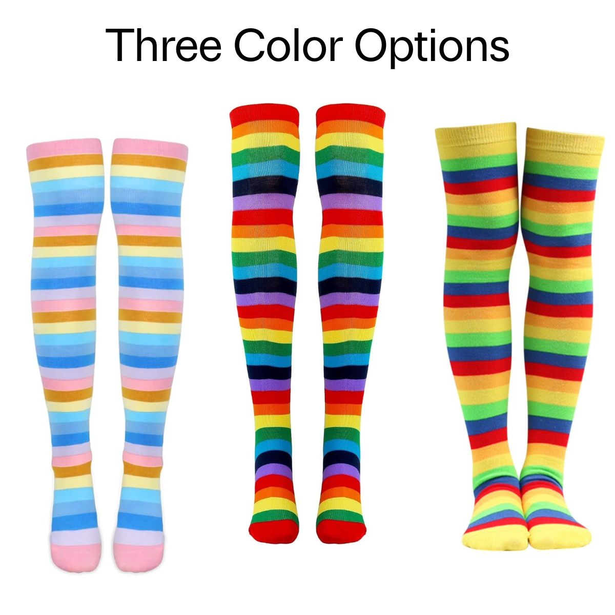 Rainbow Stripe Pattern Socks from the Sock Panda (Thigh High) - 3 Pack, RainbowThigh3Pack