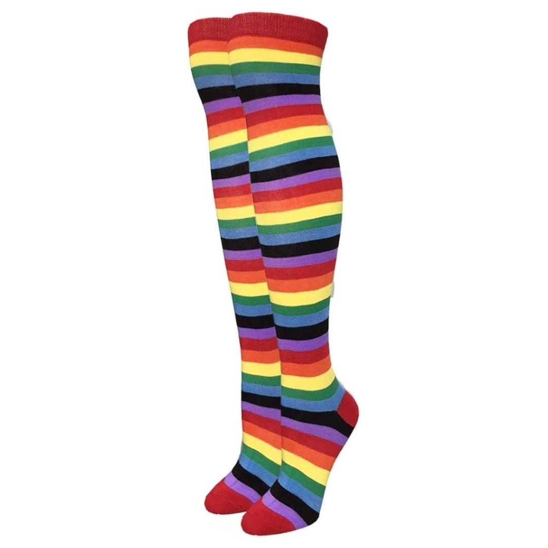 Rainbow Stripe Pattern Socks from the Sock Panda (Thigh High) - 3 Pack, RainbowThigh3Pack