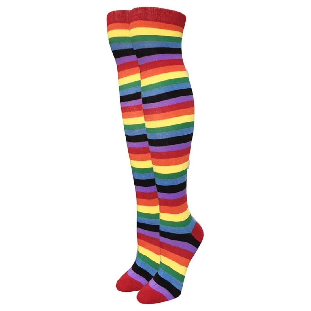 Rainbow Stripe Pattern Socks from the Sock Panda (Thigh High), RainbowThighMd