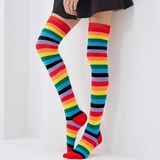 Rainbow Stripe Pattern Socks from the Sock Panda (Thigh High)