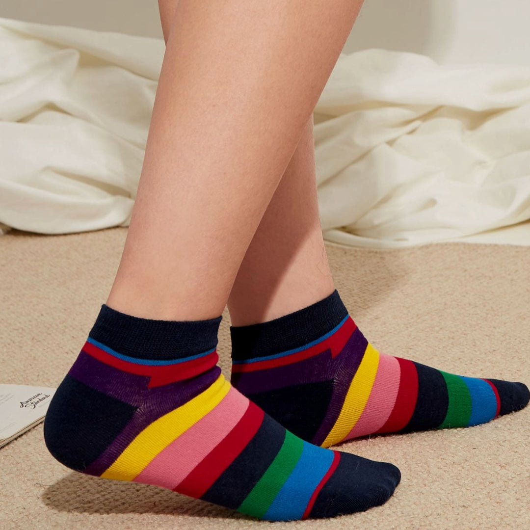 Rainbow Striped Ankle Socks (Adult Medium - Women's Shoe Sizes 5-10), Rainbow Striped Ankle Wm