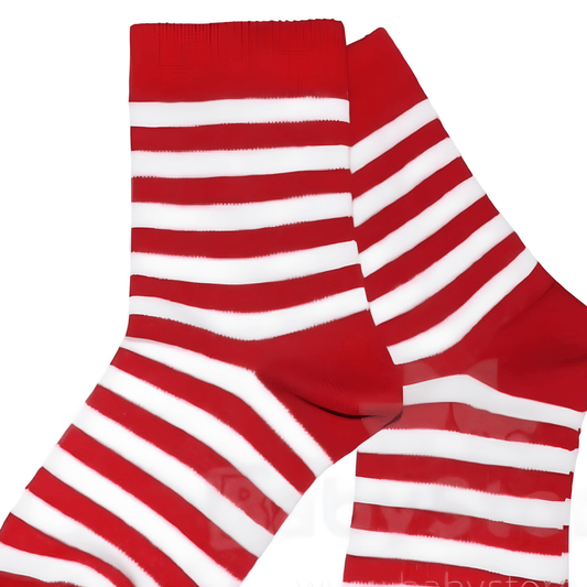 Red and White Striped Holiday Socks (Ages 3 - 5 & 5 - 7))