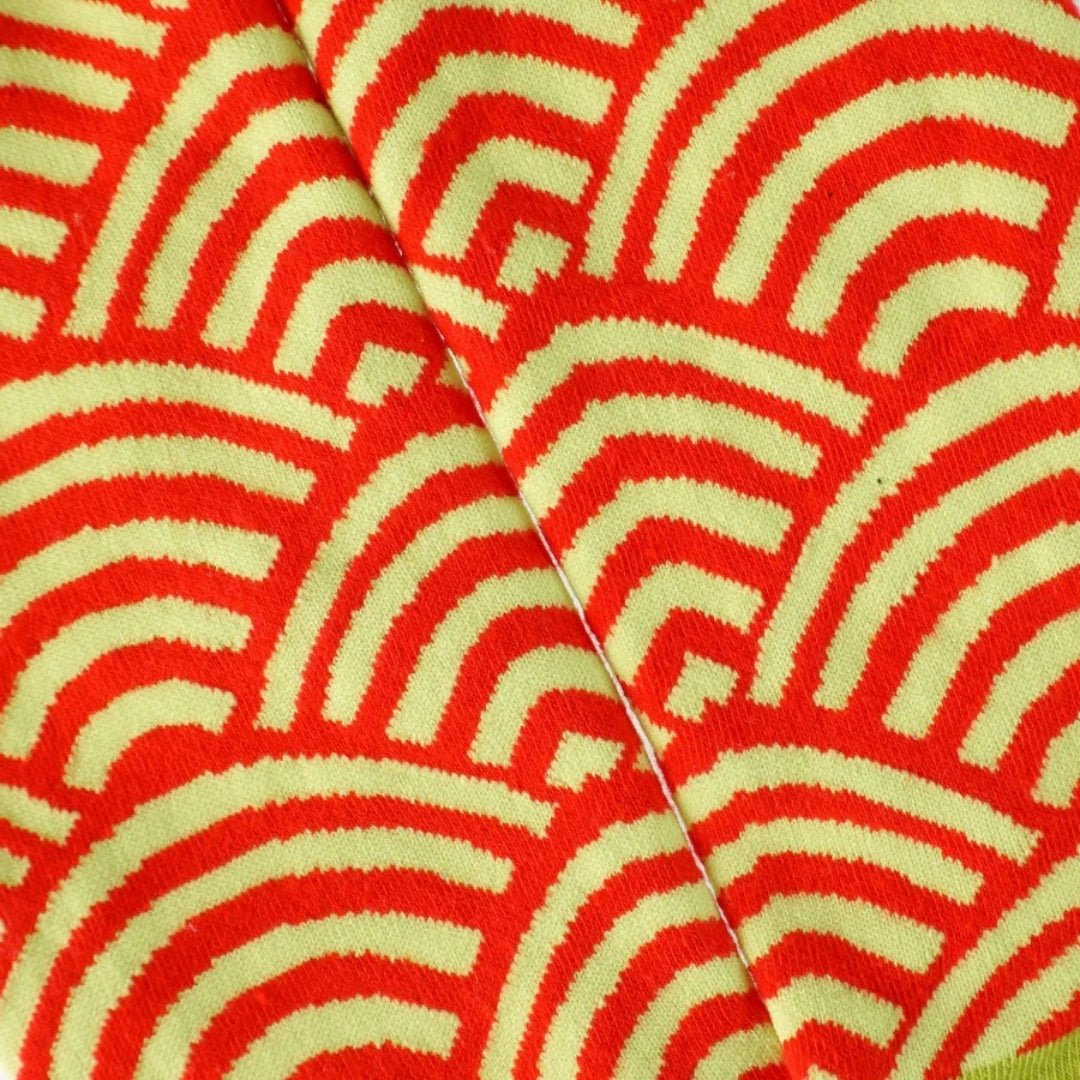 Red and Yellow Wavy Socks from the Sock Panda (Adult Medium - Women's Shoe Sizes 5-10), RedYellWaveMd