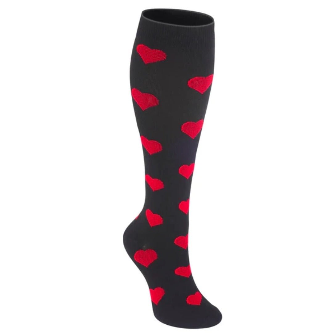 Red Heart Patterned Knee High (Compression Socks)