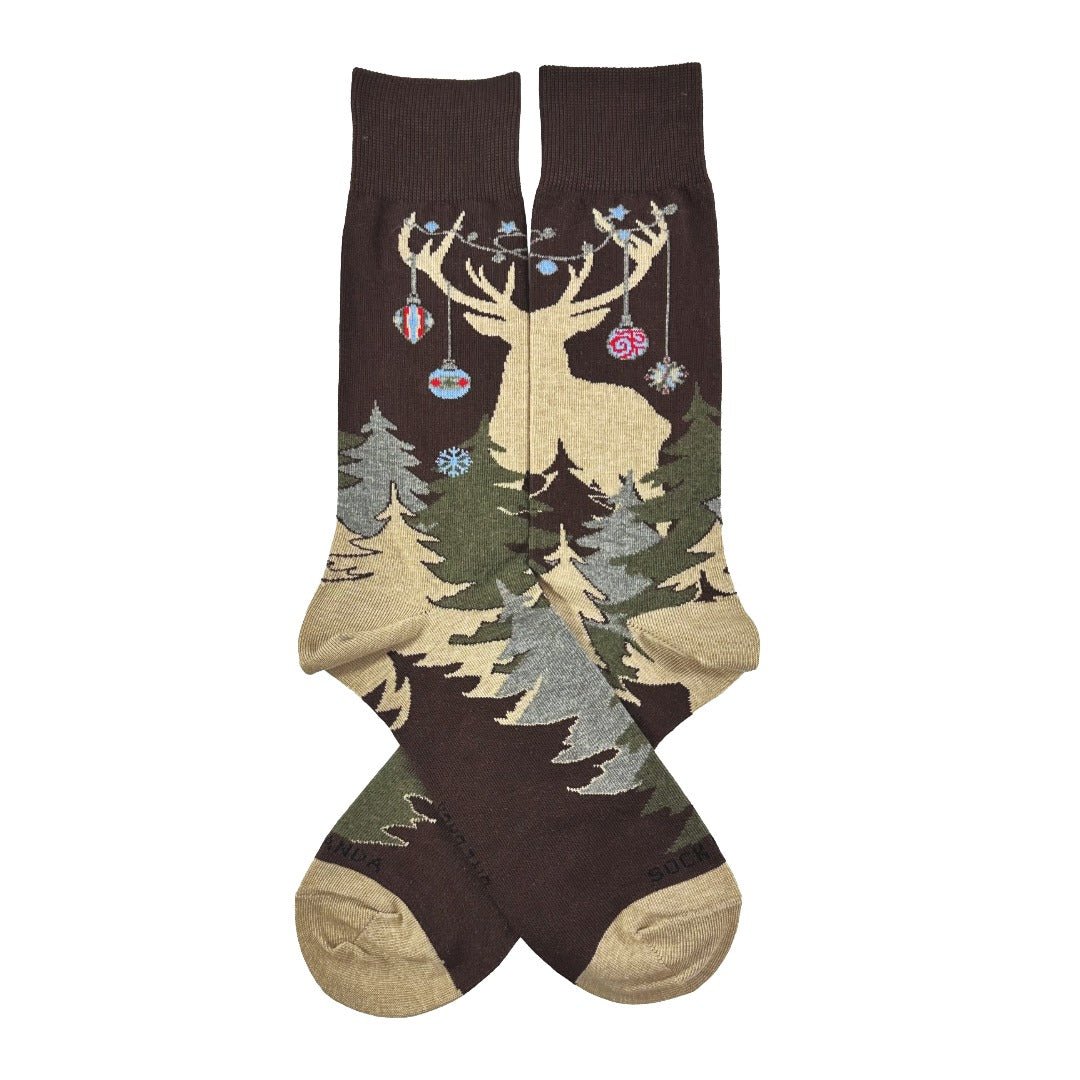 Reindeer in the Mountains Holiday Socks from the Sock Panda (Adult Large), Reindeer Man