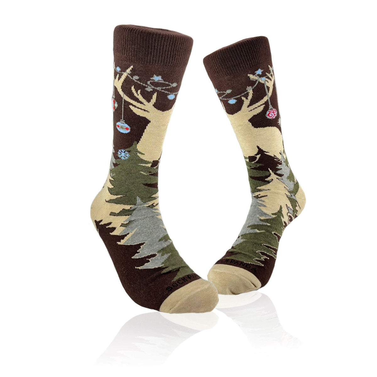 Reindeer in the Mountains Holiday Socks from the Sock Panda (Adult Large), Reindeer Man