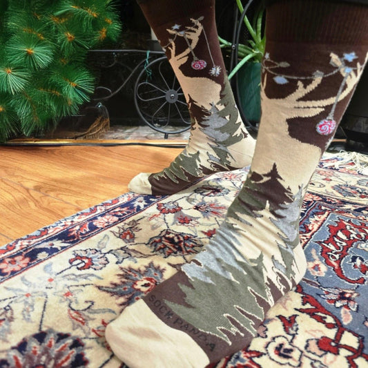 Reindeer in the Mountains Holiday Socks from the Sock Panda (Adult Large)