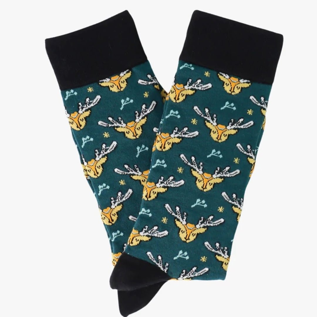 Reindeer Pattern Socks the Sock Panda (Adult Large - Men's Shoe Sizes 8-12), ReinPattLg