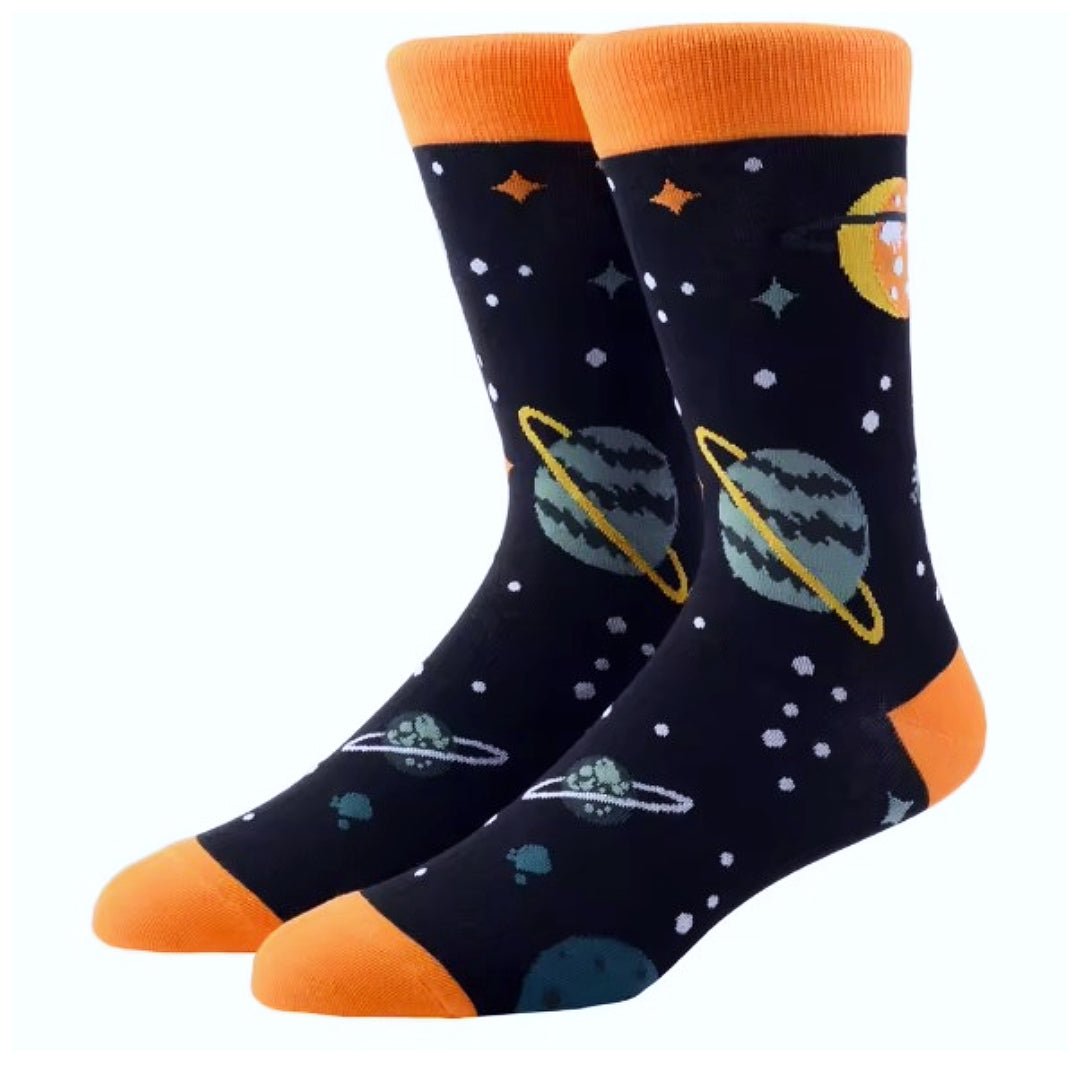 Ringed Planets in Space Socks from the Sock Panda (Adult Medium), RingedPlanetsMd