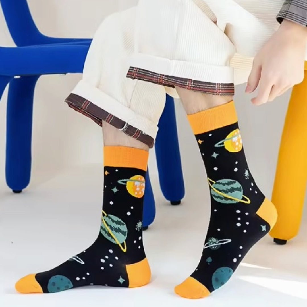Ringed Planets in Space Socks from the Sock Panda (Adult Medium), RingedPlanetsMd