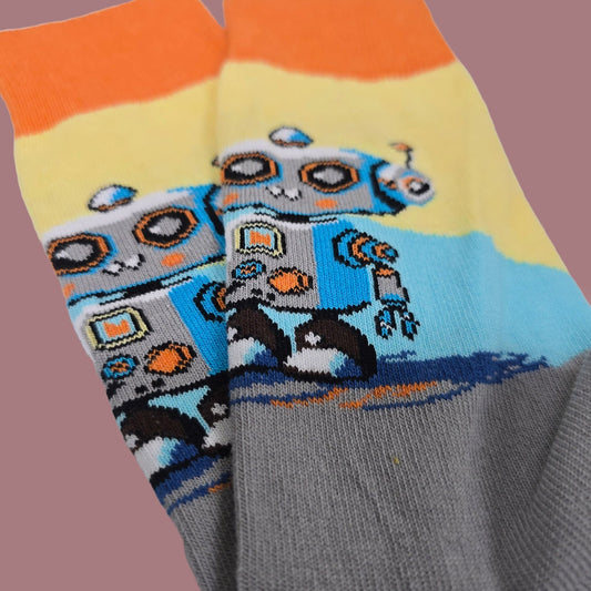 Robot Artist Socks from the Sock Panda (Adult Small - Shoe Sizes 2 - 5)