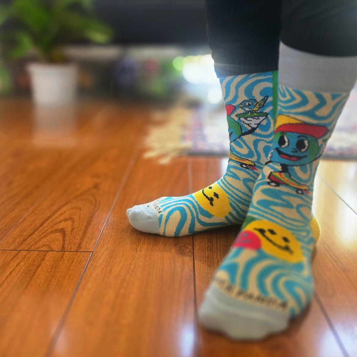 Roller Skate Earth Socks from the Sock Panda (Adult Small), RollerEarthSm