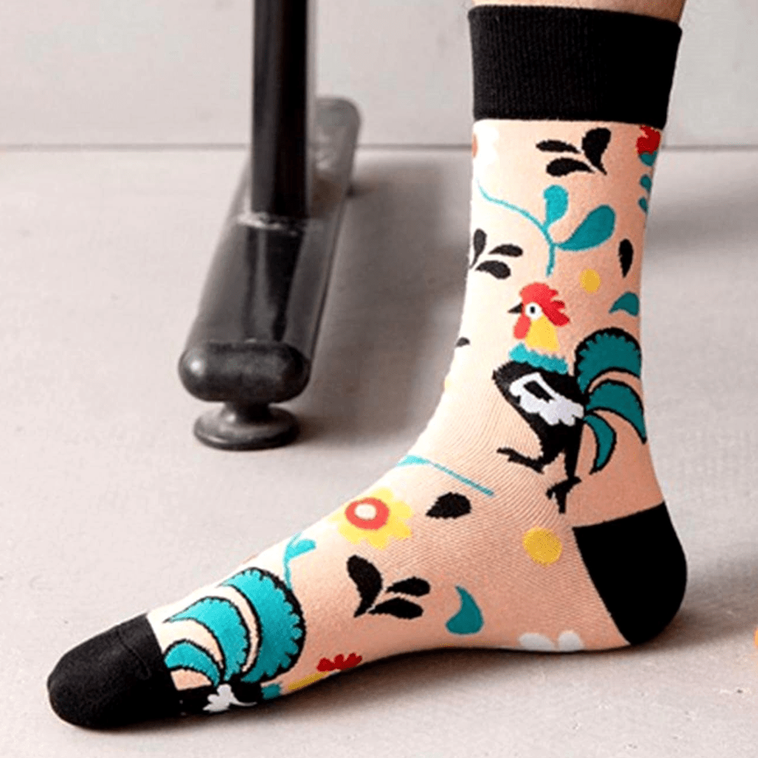 Rooster Socks from the Sock Panda (Adult Medium - Women's Shoe Sizes 5-10), RoosterOrangeMd