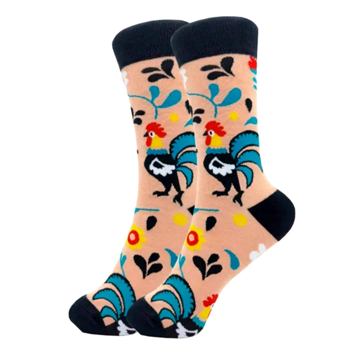 Rooster Socks from the Sock Panda (Adult Medium - Women's Shoe Sizes 5-10), RoosterOrangeMd