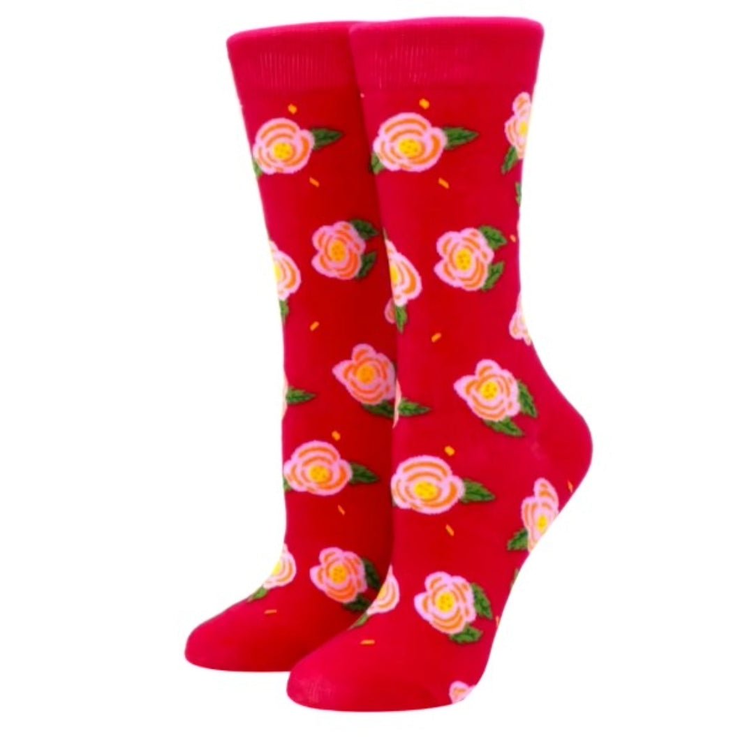 Rose Pattern Socks from the Sock Panda (Adult Medium), RoseRedPinkMd