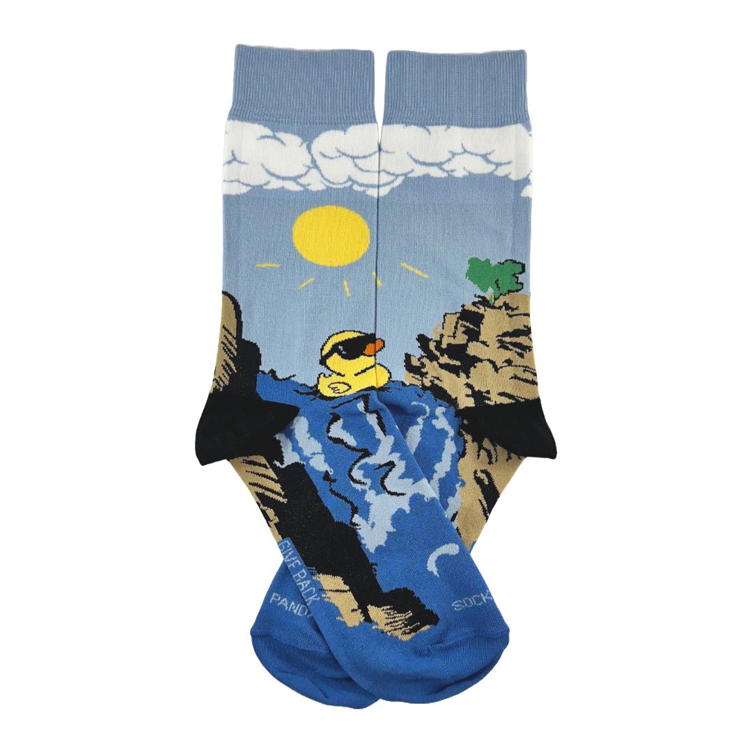 Rubber Duck Swimming Over a Waterfall Socks, WaterfallDuckLG