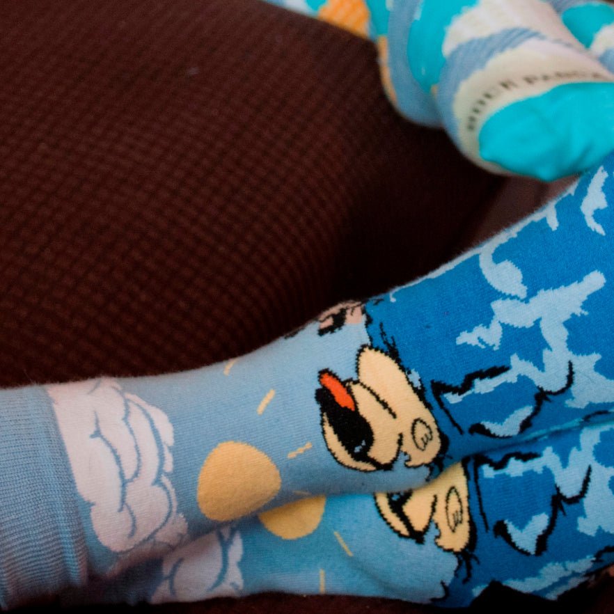 Rubber Duck Swimming Over a Waterfall Socks, WaterfallDuckLG