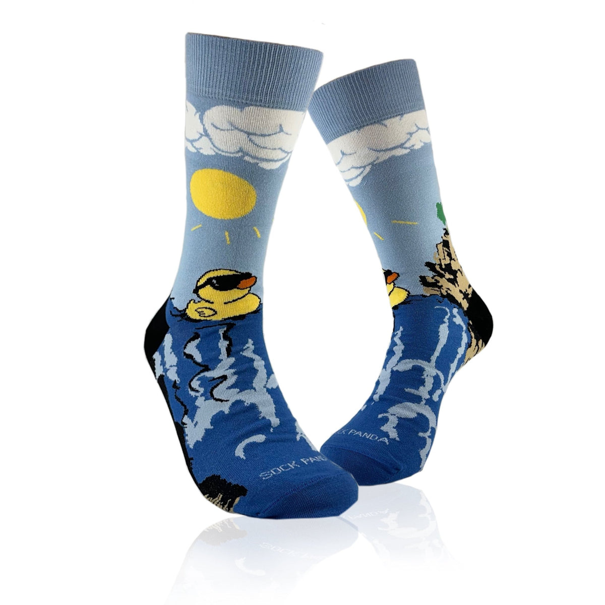 Rubber Duck Swimming Over a Waterfall Socks, WaterfallDuckLG