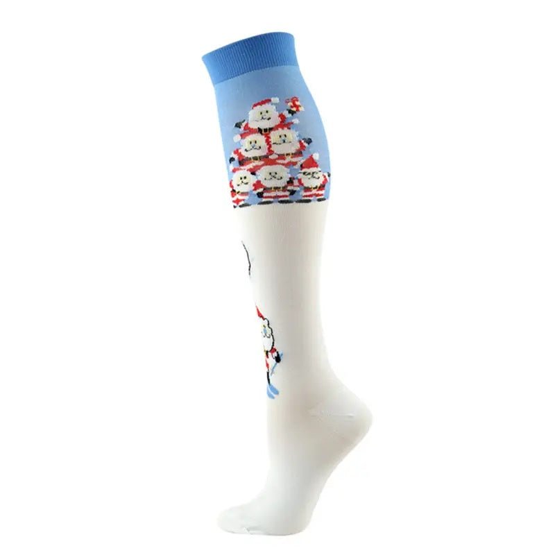 Santa Tree Knee High Socks (Compression Socks), SantaTreeCompSm