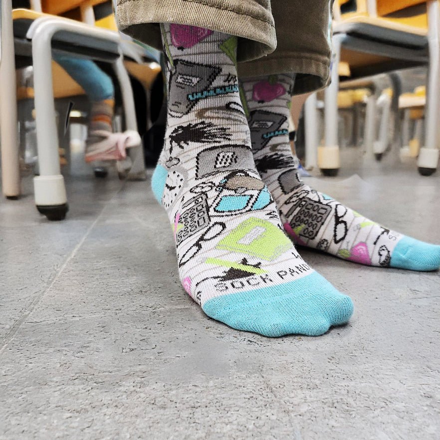 School Days Socks - Back to School from the Sock Panda (Adult Small), School Daze