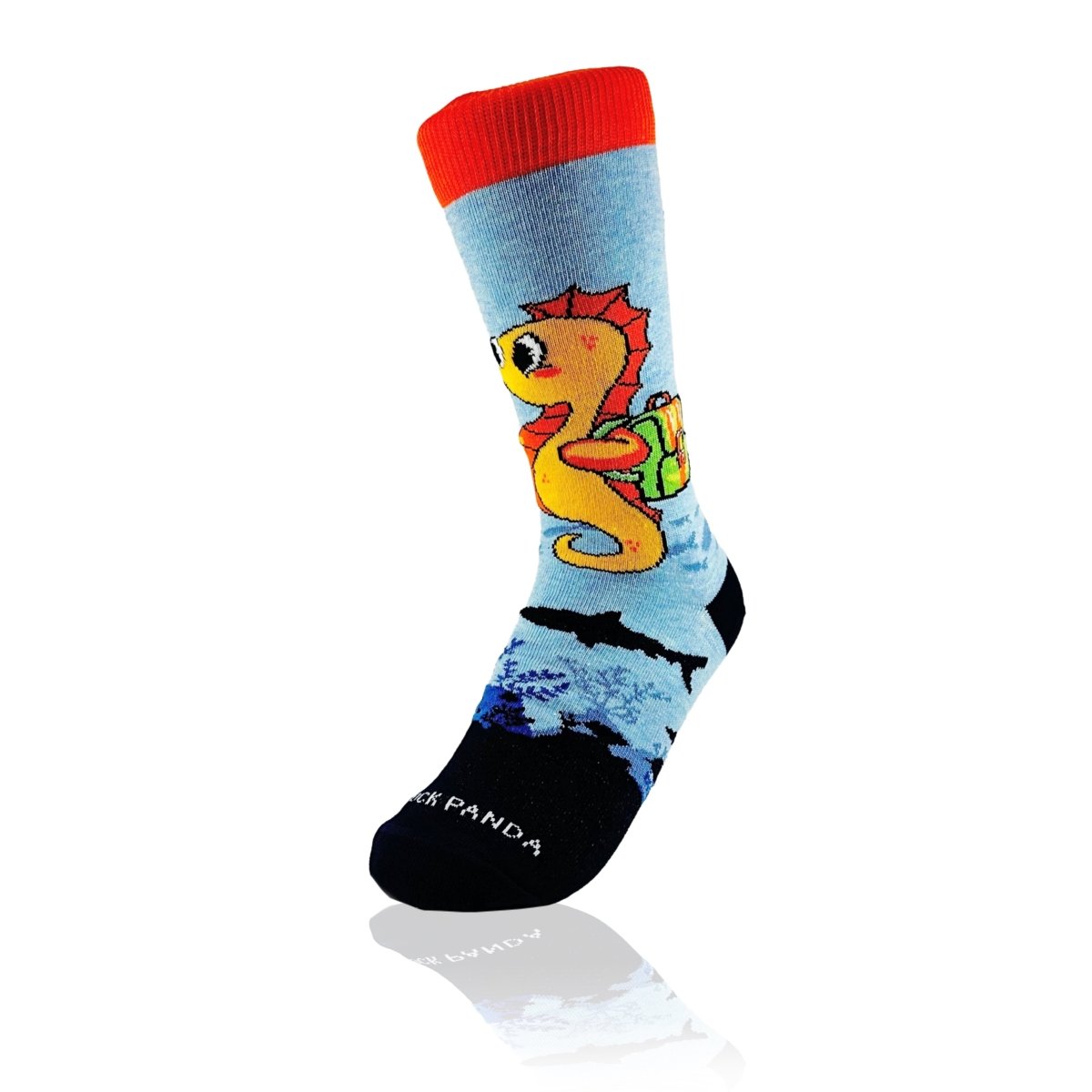 Seahorse (Back - to - School) Socks from the Socks Panda (Adult Small) SeahorsebackpackSM
