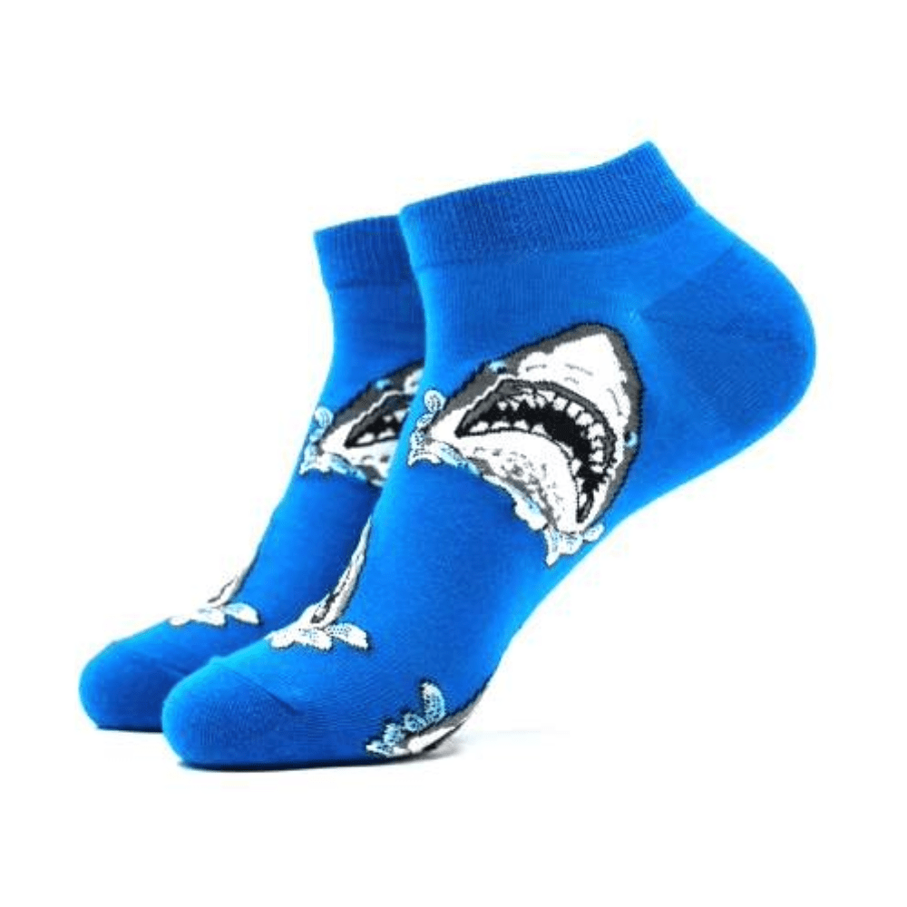 Shark Head Patterned Socks (Adult Large - Men's Shoe Sizes 8-12), SharkHeadAnkLg