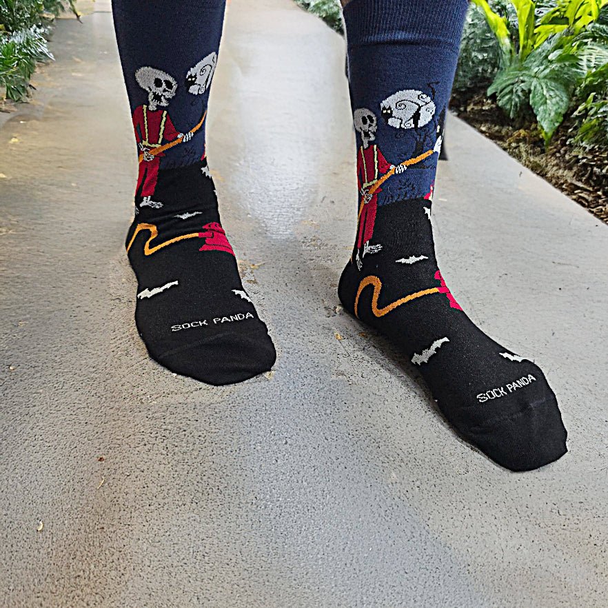 Skeleton Fireman and Haunted House Socks (Two Sizes), SkeletonFireManLg