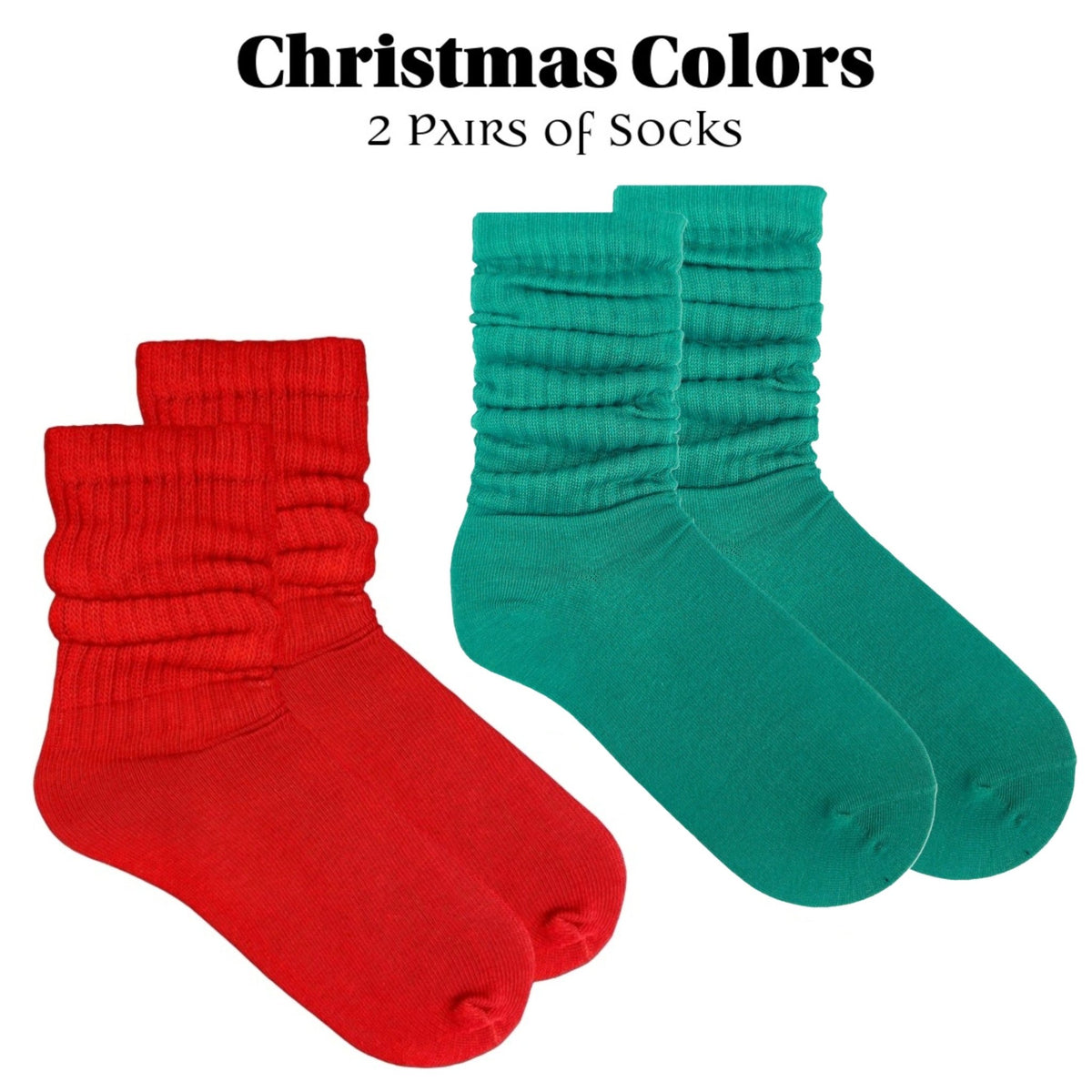 Slouch Socks (Adult Medium) - Christmas Colors (2-Pack), ChristmasSlouch2pck