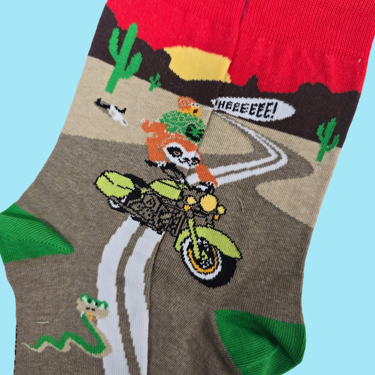 Slow Animals on a Motorcycle Socks from the Sock Panda (Adult Small - Shoe Sizes 2-5), SlowAnimalSm
