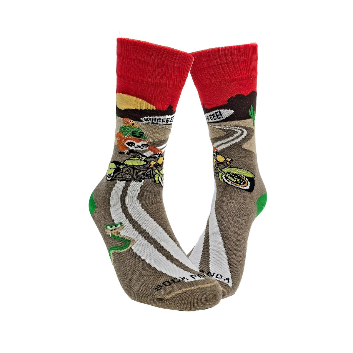 Slow Animals on a Motorcycle Socks from the Sock Panda (Adult Small - Shoe Sizes 2-5), SlowAnimalSm